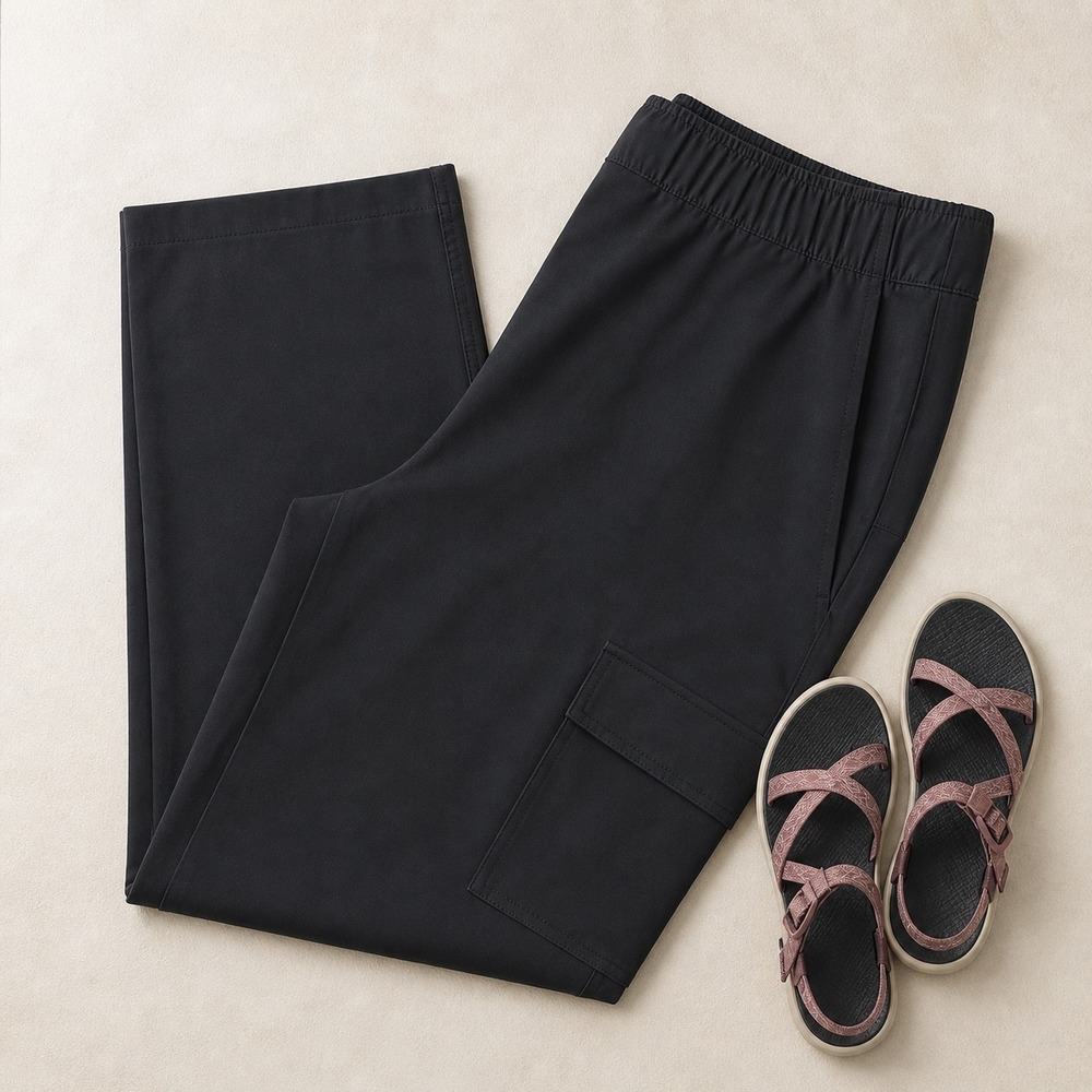 Eddie Bauer Cropped Black Lightweight Hiking Pants (16) Active Stretch Outdoors